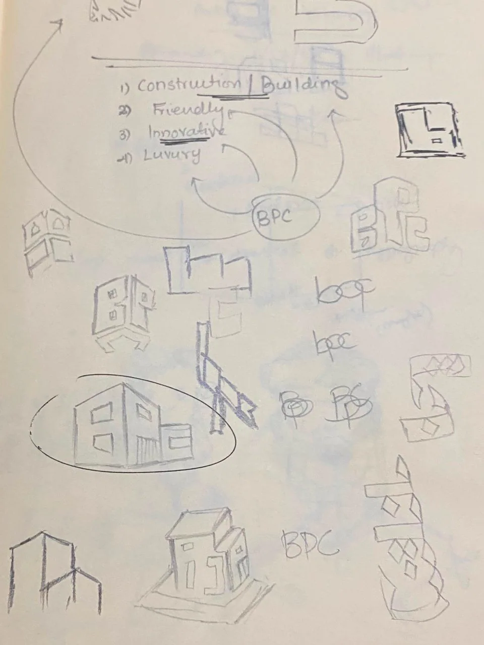Early hand-drawn BPC monogram studies
