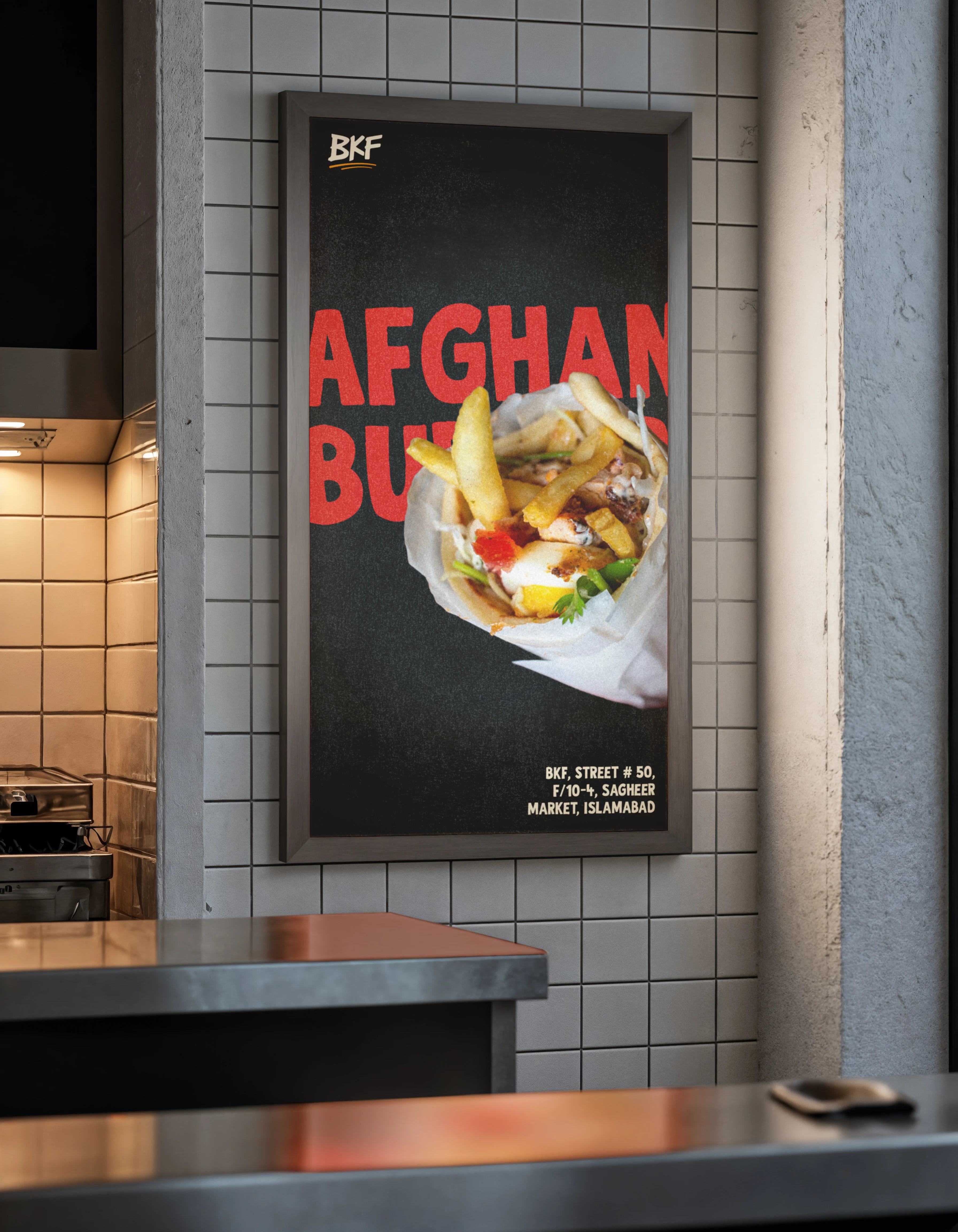 Bashir Kay Fries visual identity system, bold street food brand design Islamabad Pakistan