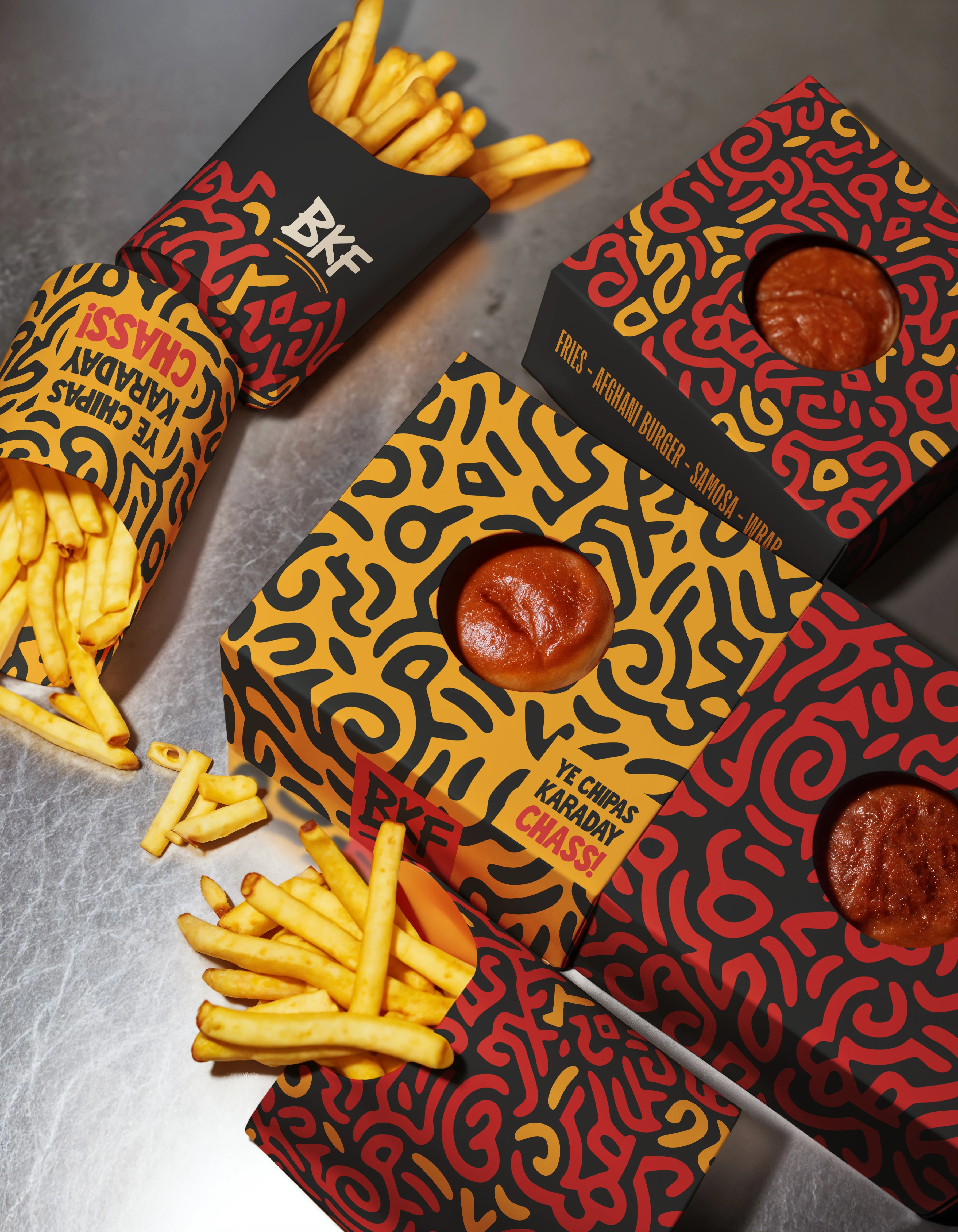 Bashir Kay Fries logo design, handwritten food brand identity by Arbaz K. Yousafzay Pakistan