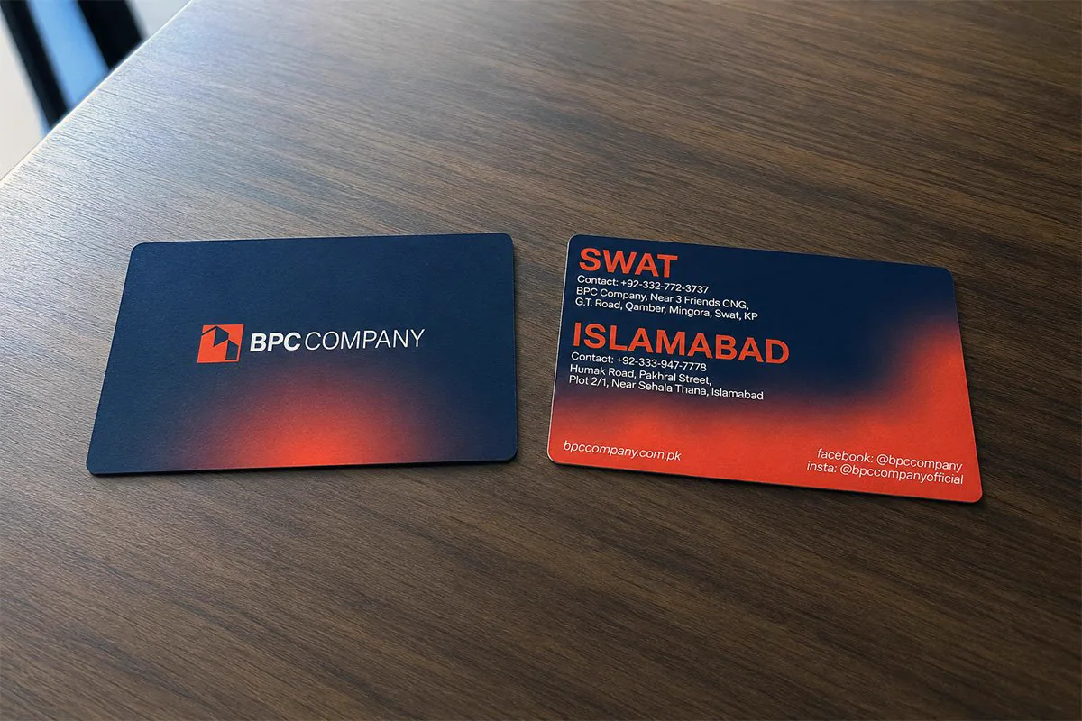 BPC Company brand identity applied in real world: signage, stationery, marketing, Arbaz K. Yousafzay